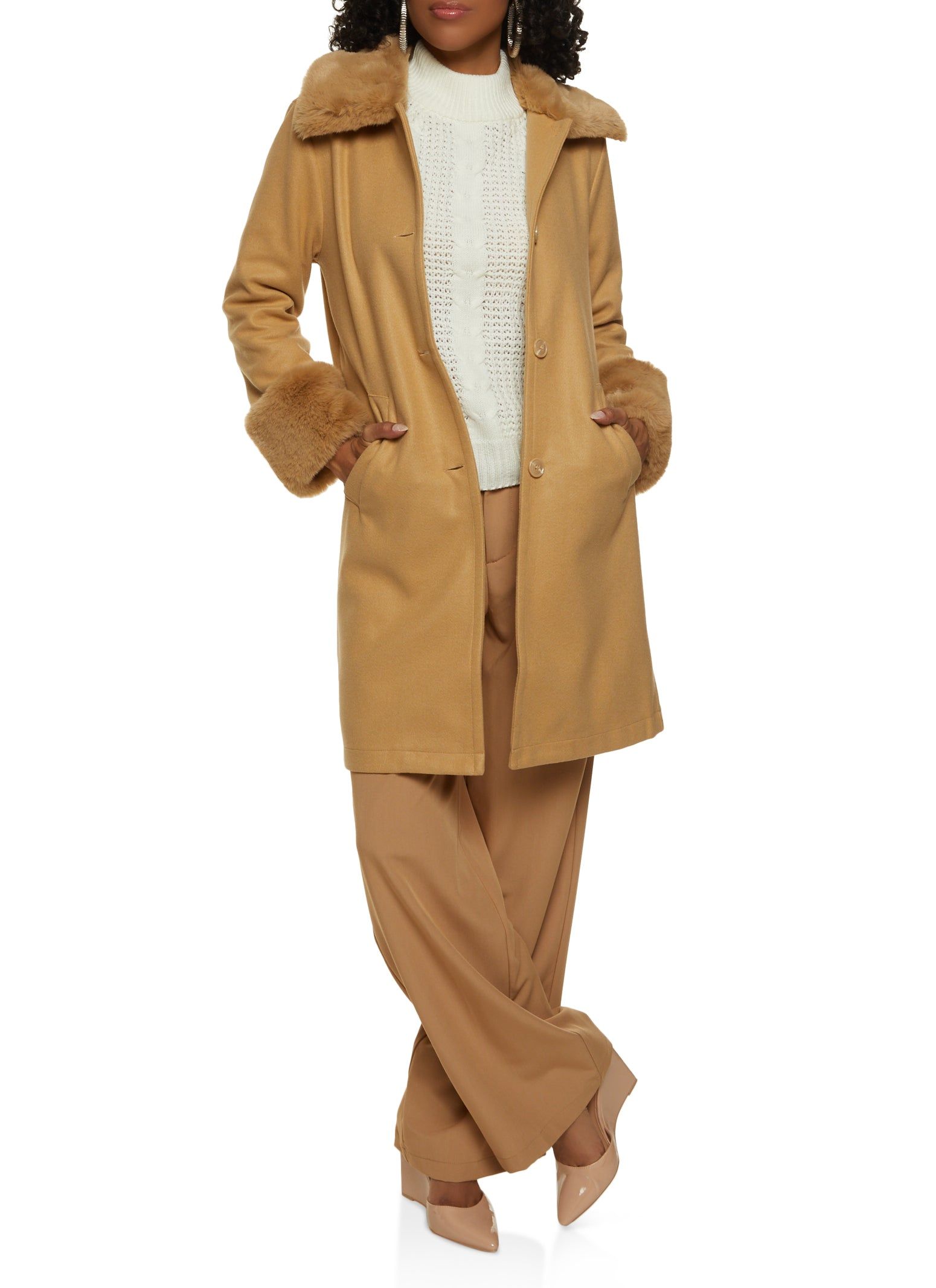 Faux Fur Trim Trench Coat sold by Rainbow product image thumbnail 2