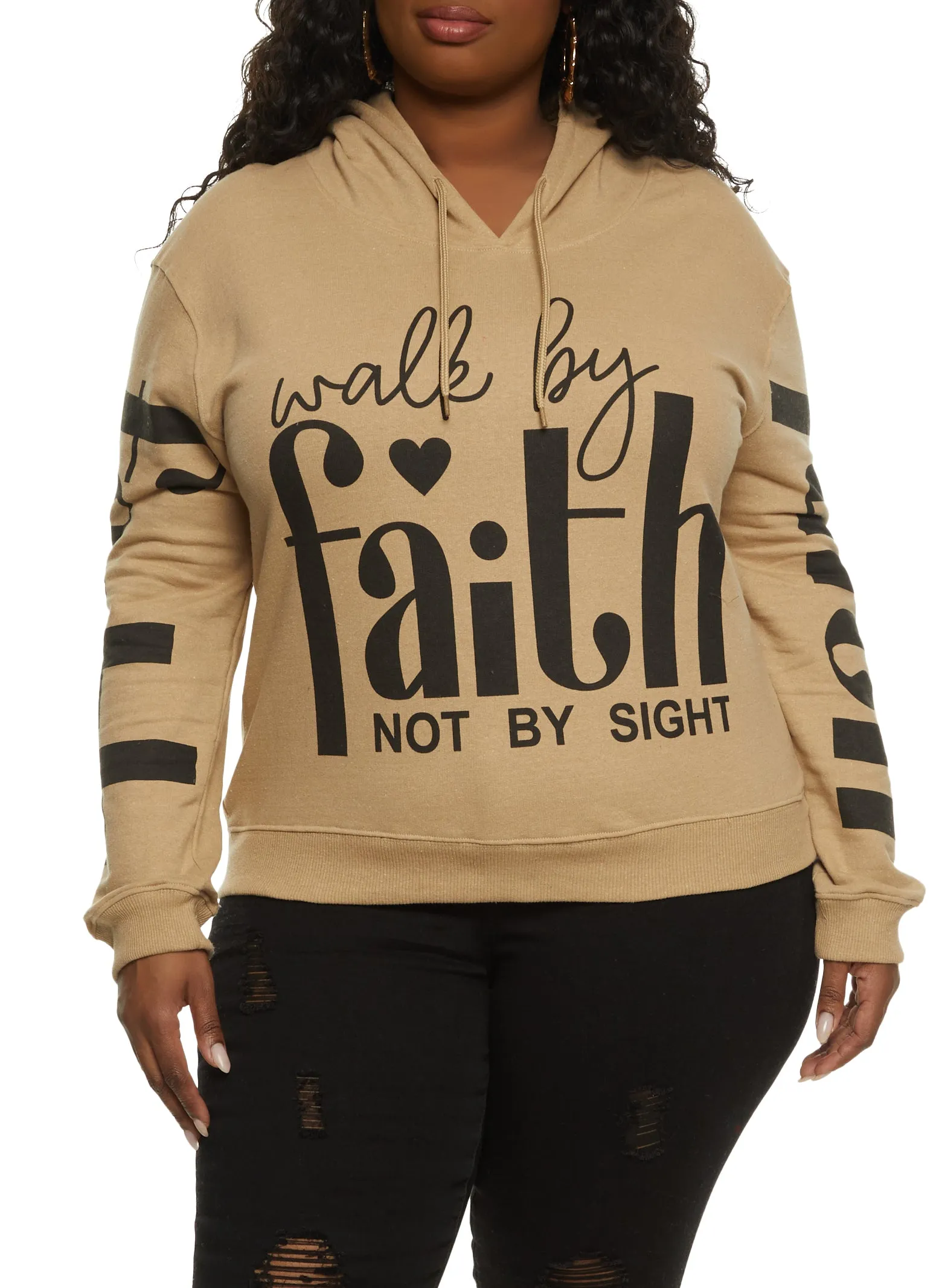 Plus Size Walk By Faith Not By Sight Graphic Hoodie sold by Rainbow