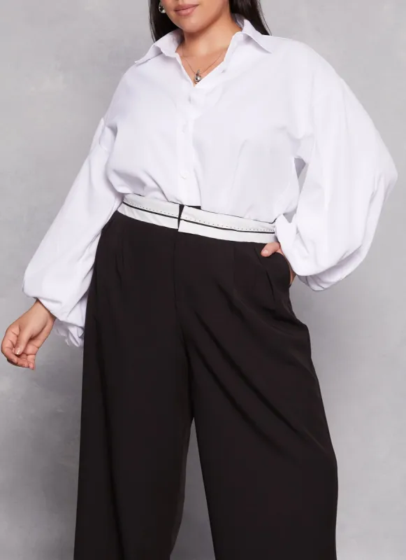 Plus Size Balloon Sleeve Tunic Shirt sold by Rainbow