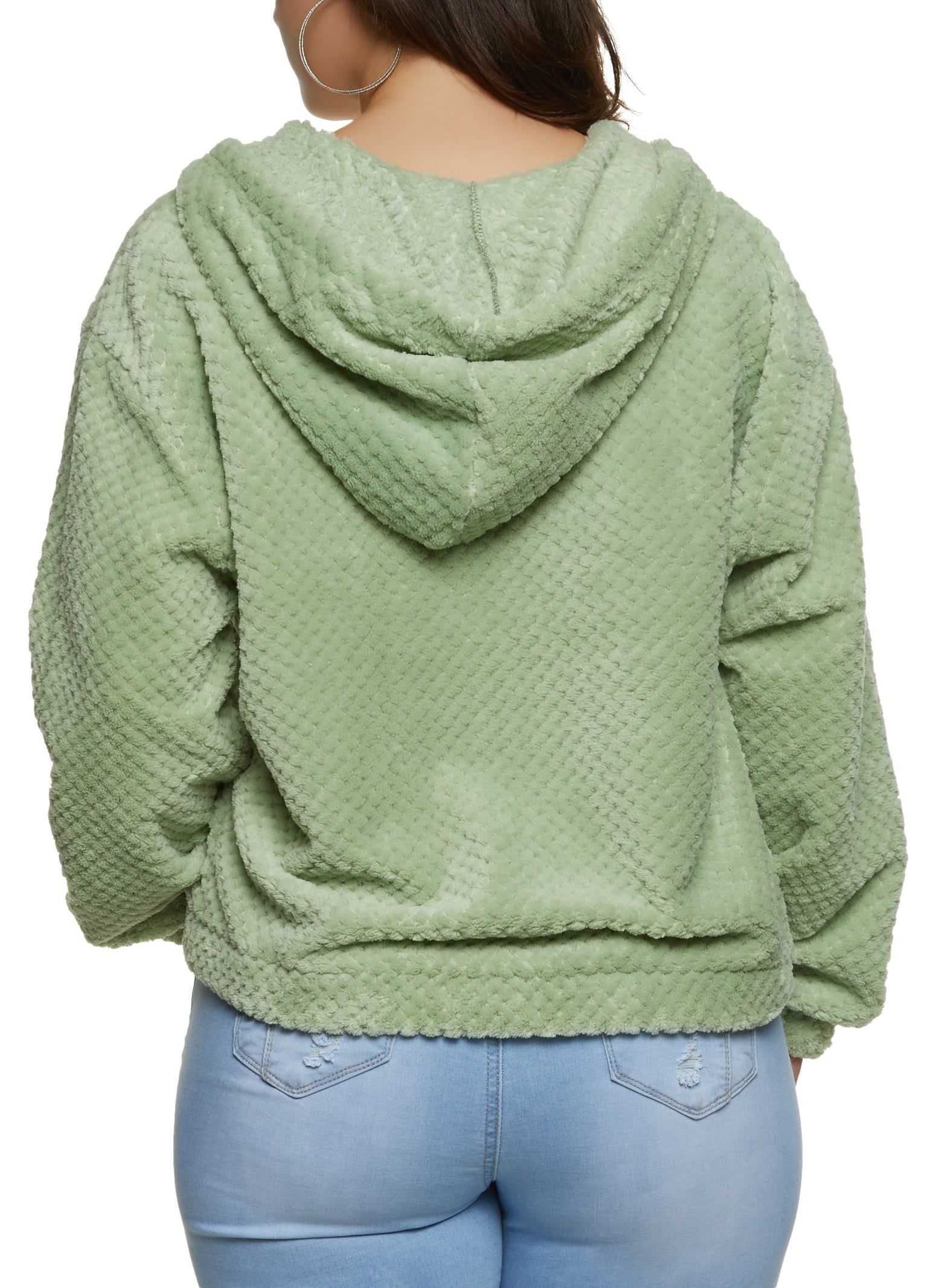 Plus Size Faux Fur Zip Front Hoodie sold by Rainbow product image thumbnail 2