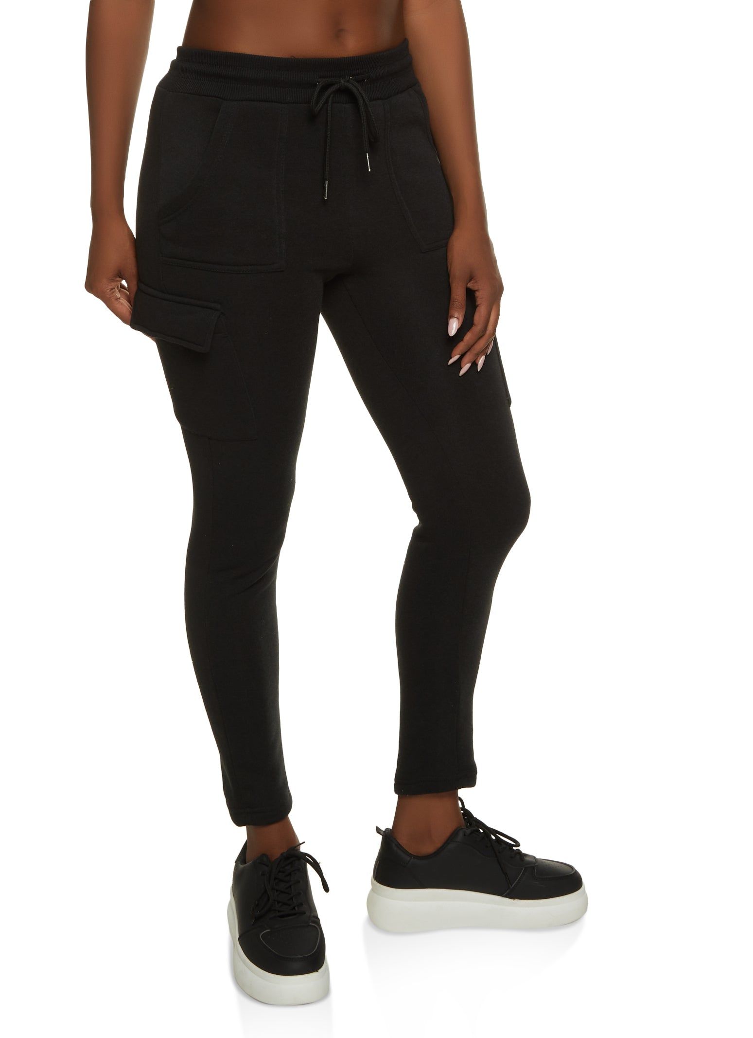 Fleece Drawstring Cargo Pocket Sweatpants sold by Rainbow