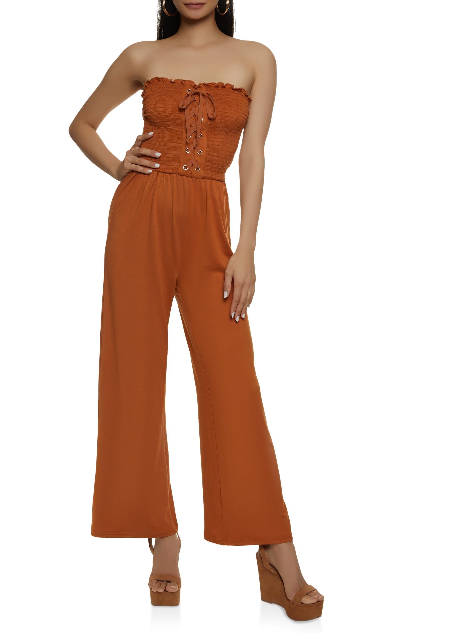 Smocked Lace Up Front Jumpsuit sold by Rainbow product image thumbnail 2