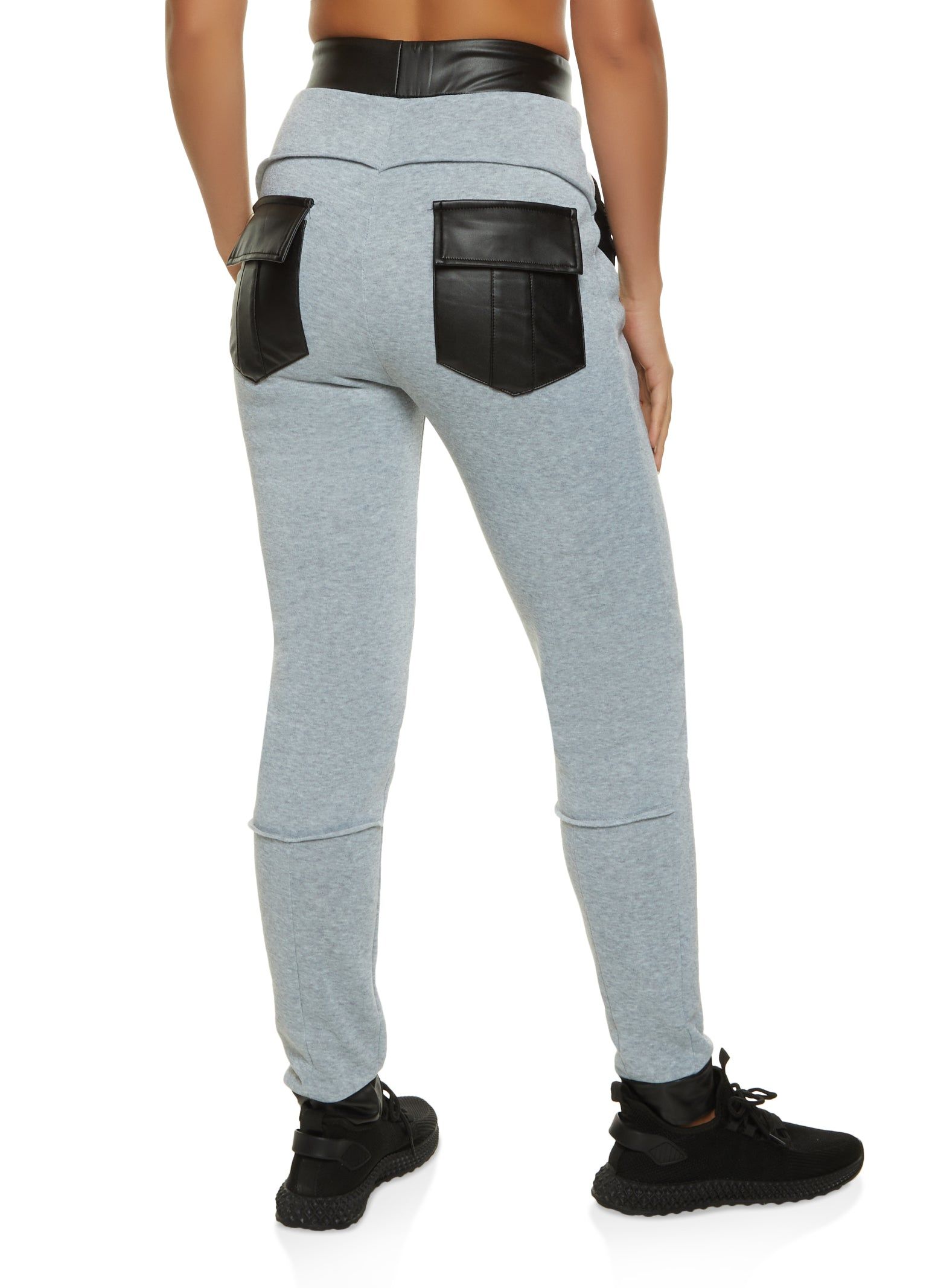 Faux Leather Detail Fleece Joggers sold by Rainbow product image thumbnail 2