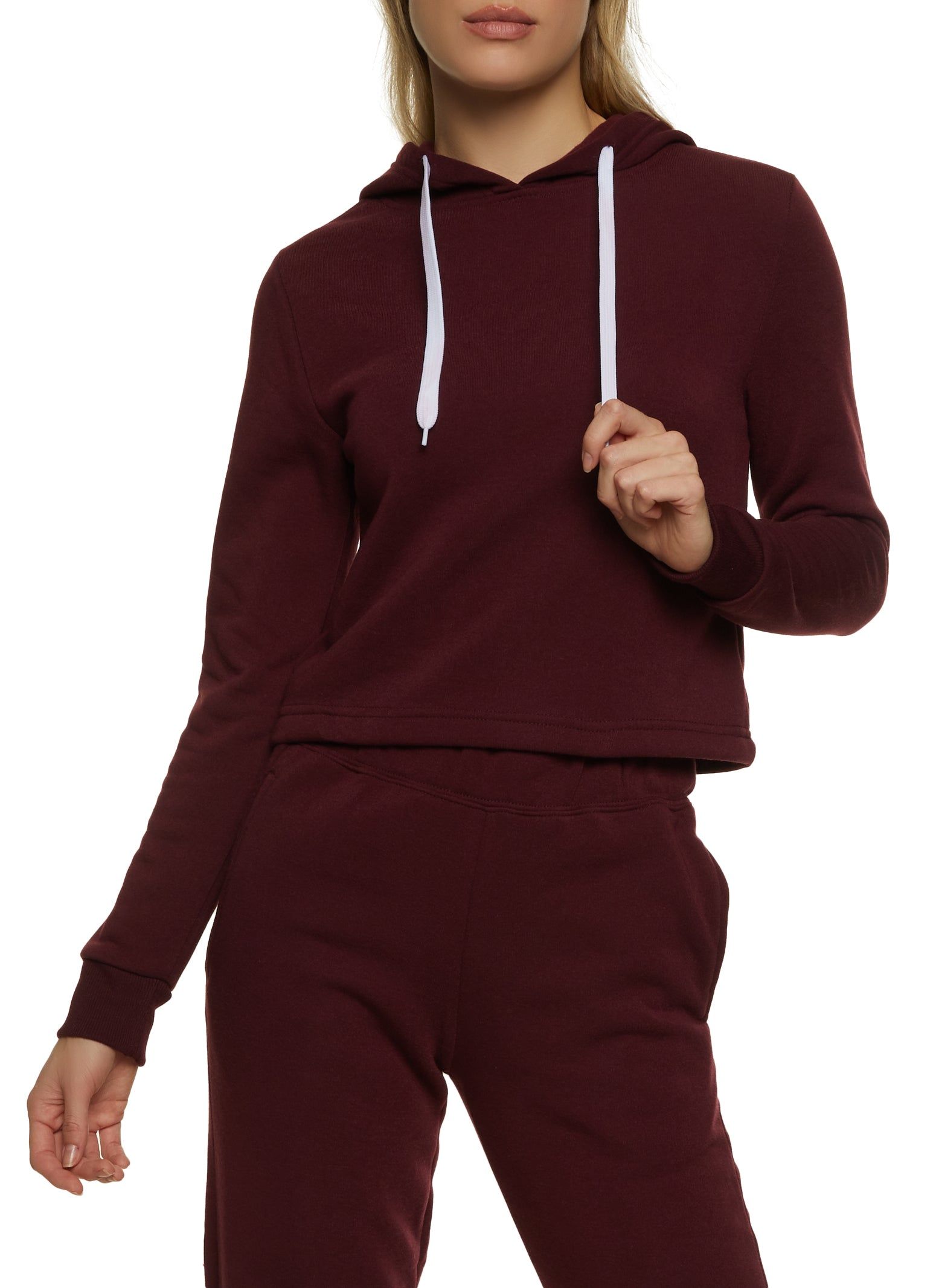 Fleece Hooded Cropped Sweatshirt sold by Rainbow
