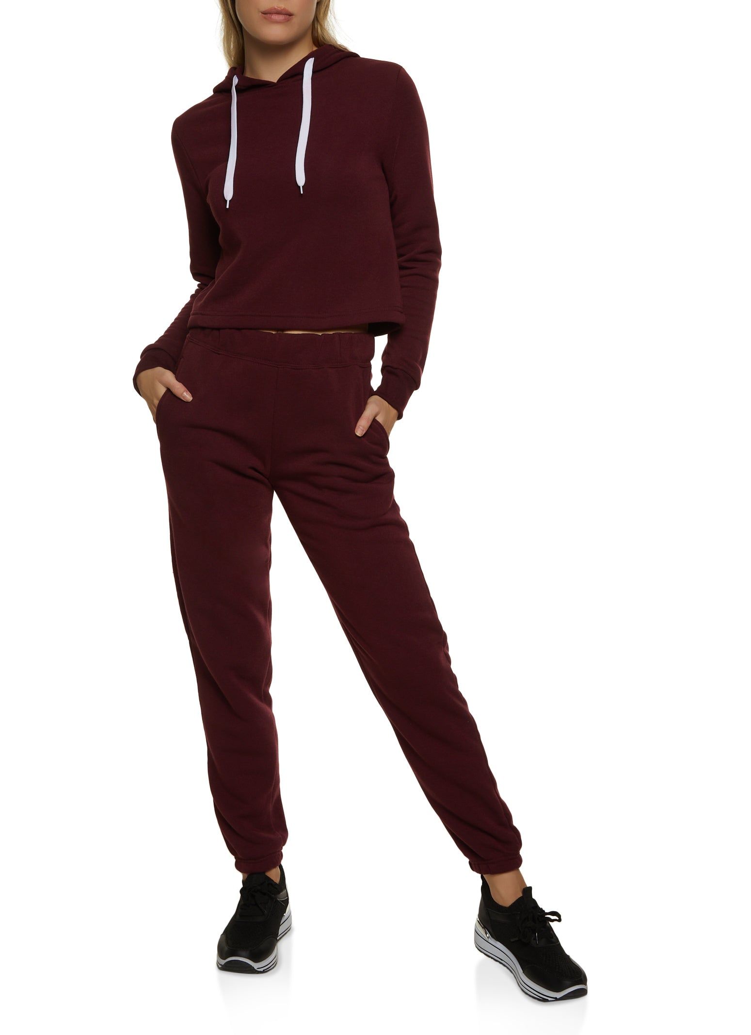 Fleece Hooded Cropped Sweatshirt sold by Rainbow product image thumbnail 2