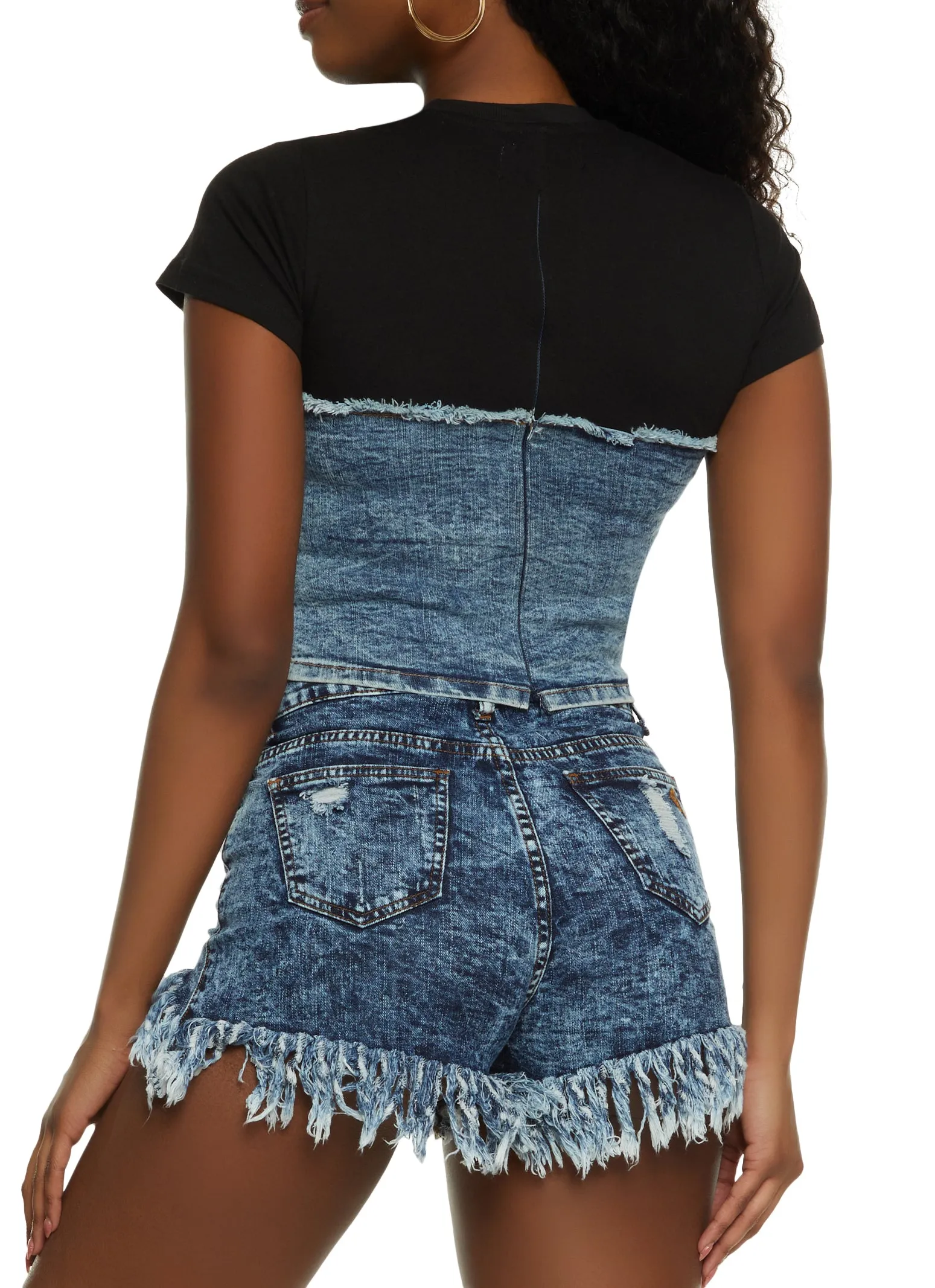Acid Wash Denim Corset T Shirt sold by Rainbow product image thumbnail 2