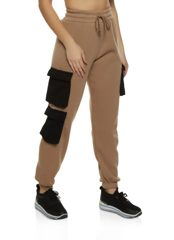 Color Block Drawstring Cargo Pocket Joggers sold by Rainbow