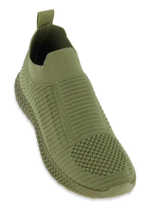 Solid Textured Knit Slip On Sneakers sold by Rainbow