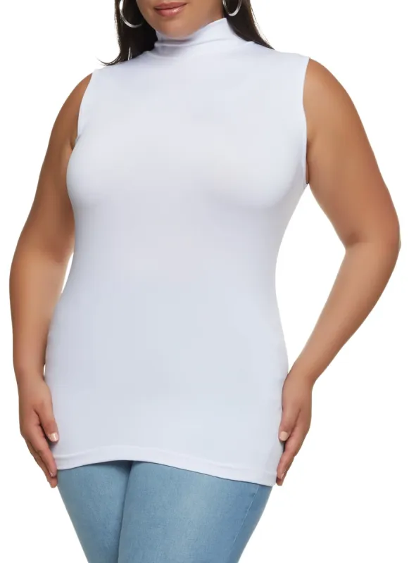 Plus Size Solid Mock Neck Tank Top sold by Rainbow