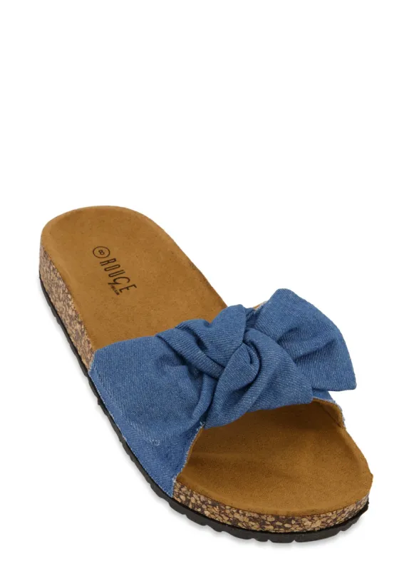 Bow Tie Band Footbed Slide Sandals sold by Rainbow