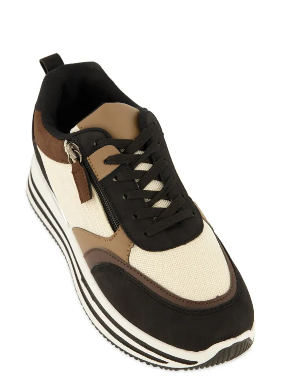 Color Blocked Platform Sneakers sold by Rainbow