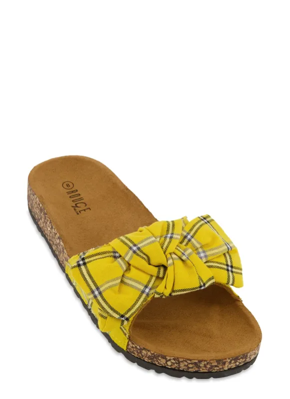 Bow Tie Band Footbed Slide Sandals sold by Rainbow