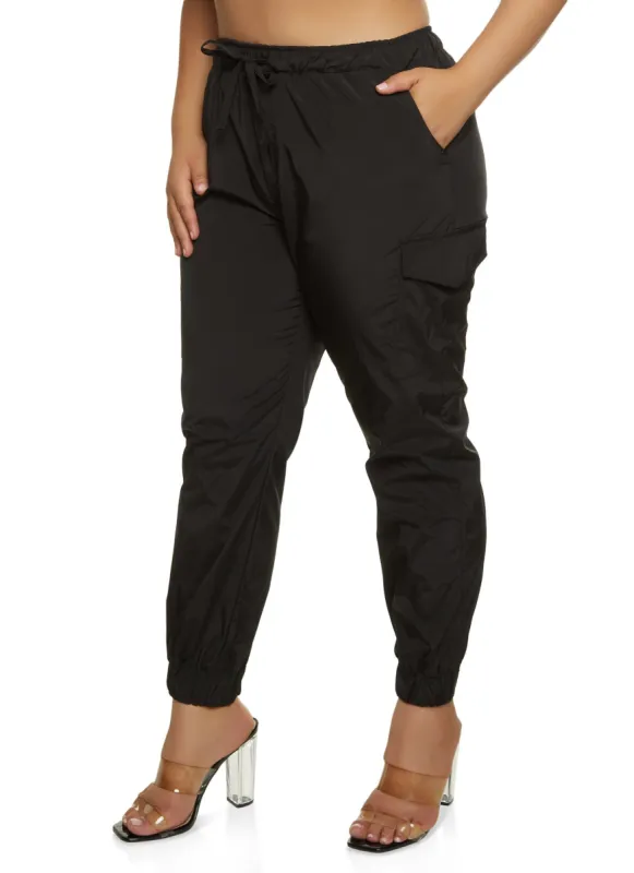Plus Size Nylon Basic Cargo Joggers sold by Rainbow