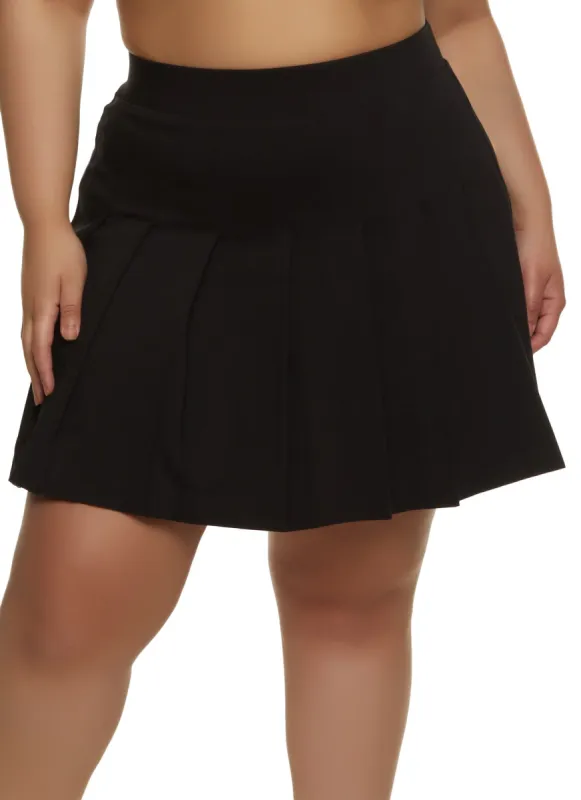 Plus Size Crepe Knit Pleated Skirt sold by Rainbow