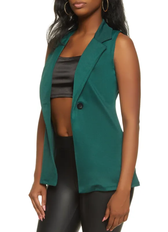 Crepe Knit Faux Button Blazer Vest sold by Rainbow