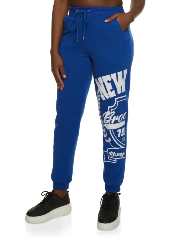 New York Side Graphic Drawstring Joggers sold by Rainbow