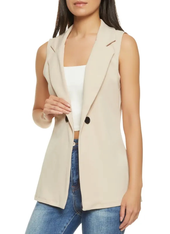 Crepe Knit Faux Button Blazer Vest sold by Rainbow