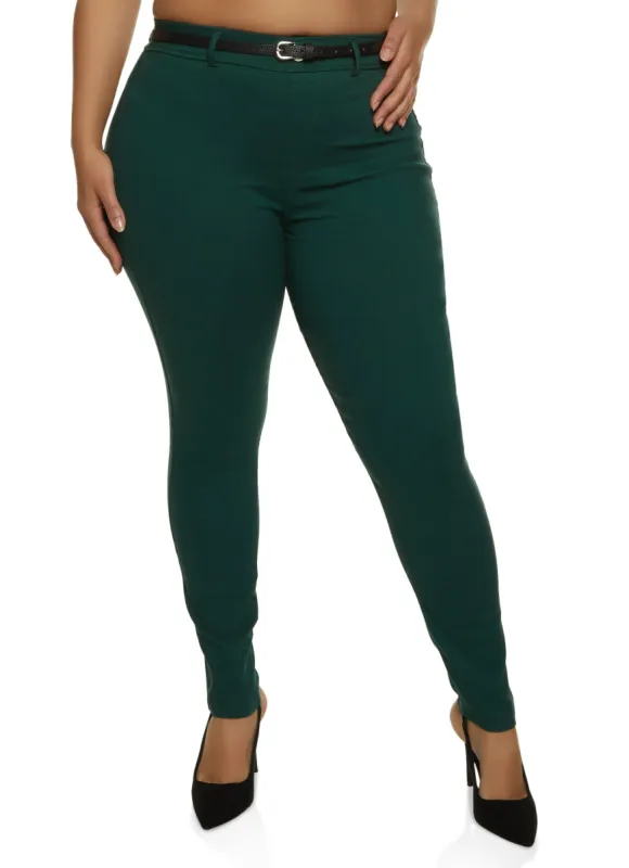 Plus Size Hyperstretch Belted Dress Pants sold by Rainbow