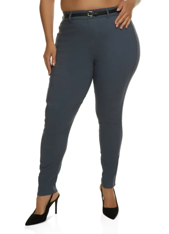 Plus Size Hyperstretch Belted Dress Pants sold by Rainbow