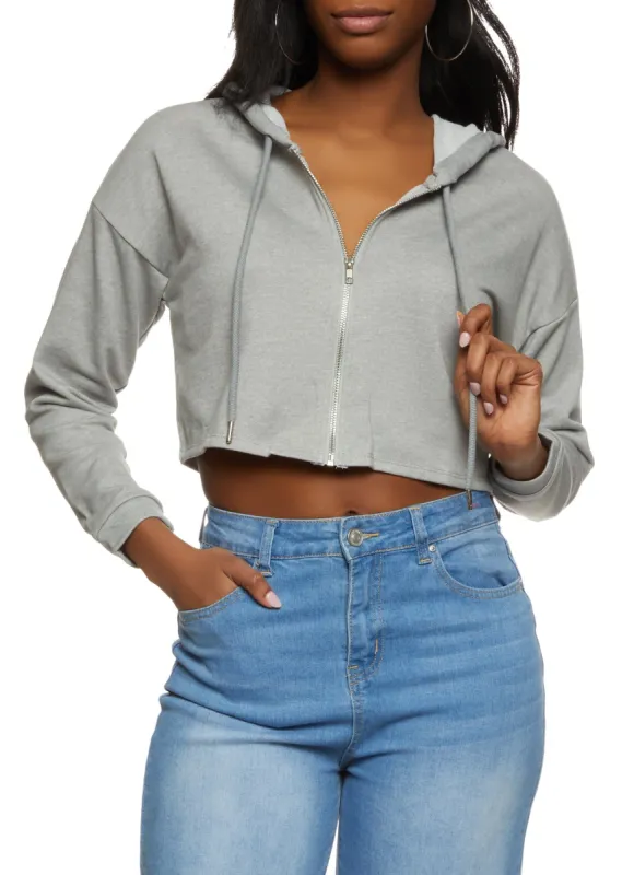 Solid Zip Front Cropped Hoodie sold by Rainbow