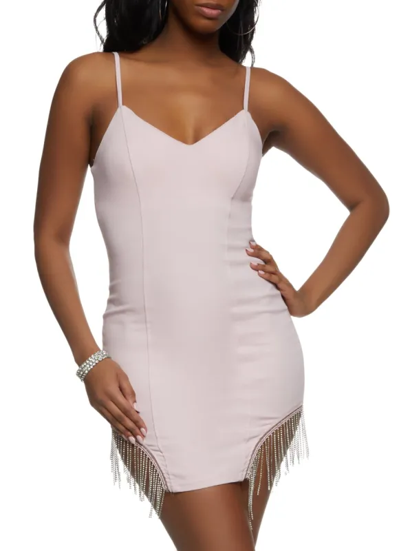 Rhinestone Fringe Trim Mini Dress sold by Rainbow