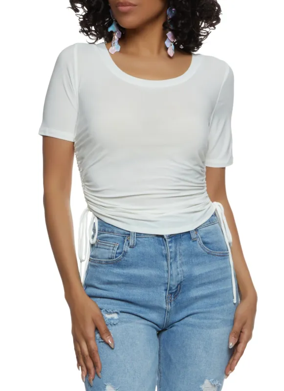 Ruched Side Short Sleeve Tee sold by Rainbow