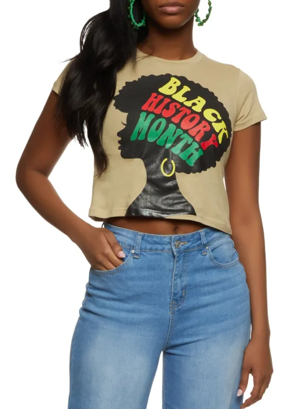 Black History Month Cropped Graphic Tee sold by Rainbow