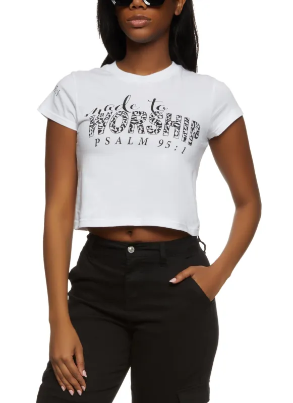 Made to Worship Cropped Animal Print Graphic Tee sold by Rainbow