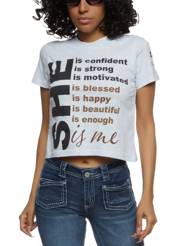 She Is Me Graphic Cropped Tee sold by Rainbow