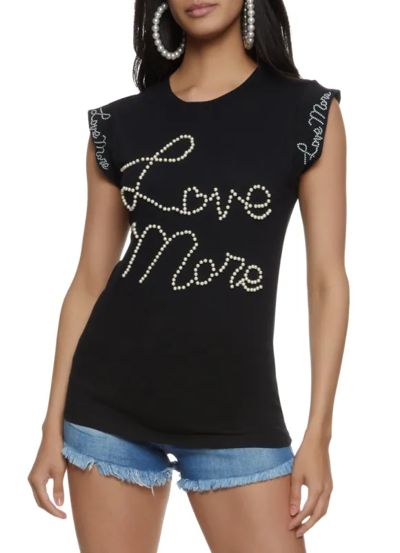 Love More Faux Pearl Graphic Tee sold by Rainbow
