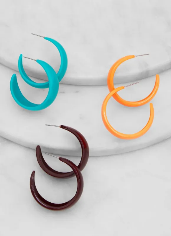 Chunky Hoop Earrings Trio sold by Rainbow