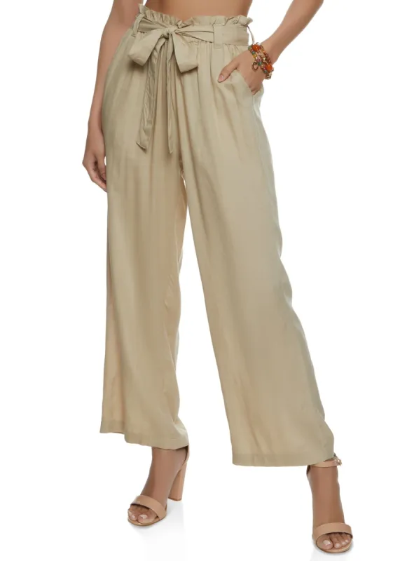 Paper Bag Waist Wide Leg Pants sold by Rainbow