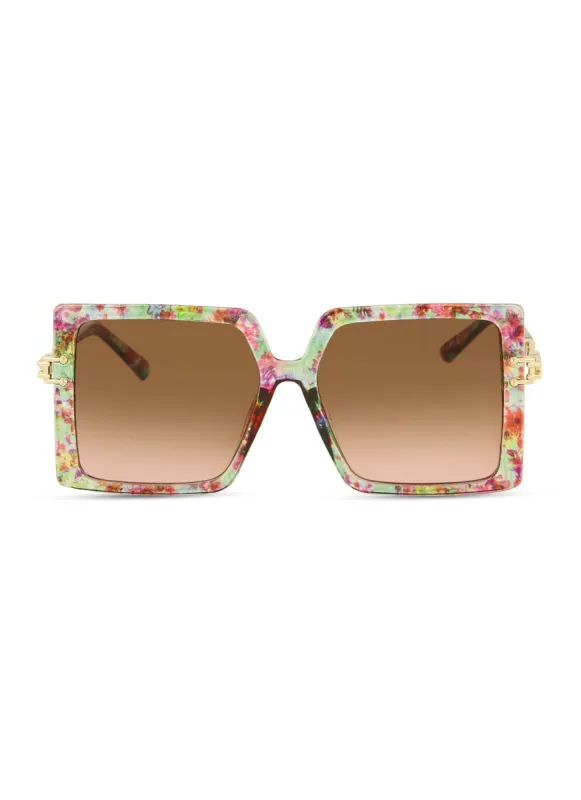 Metallic Temple Oversized Square Frame Sunglasses sold by Rainbow