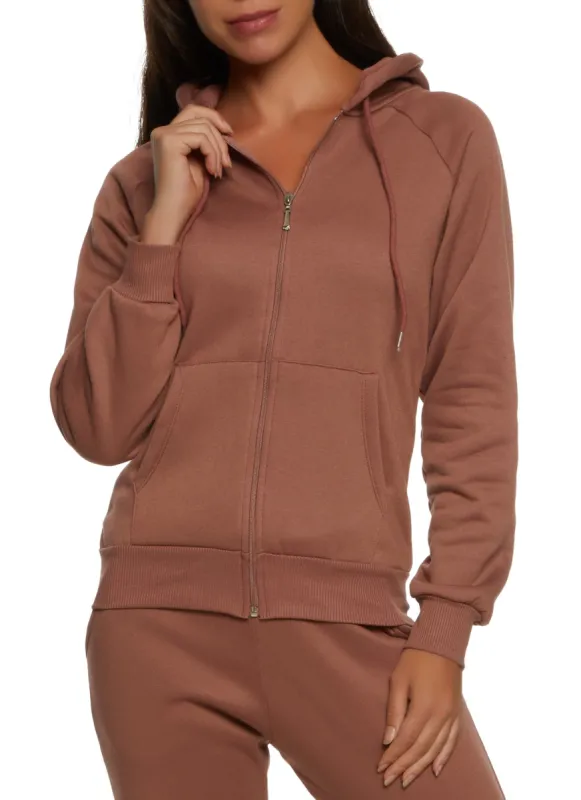 Basic Fleece Zip Front Hoodie sold by Rainbow