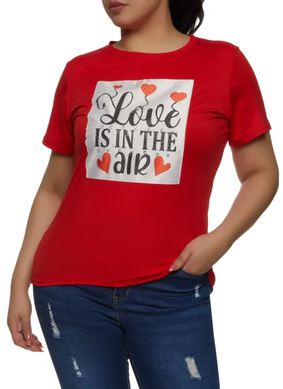 Plus Size Love Is In The Air Graphic Patch Tee sold by Rainbow