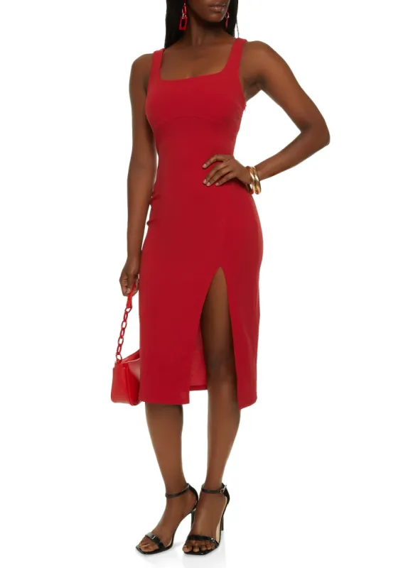 Lace Up Back Midi Tank Dress sold by Rainbow