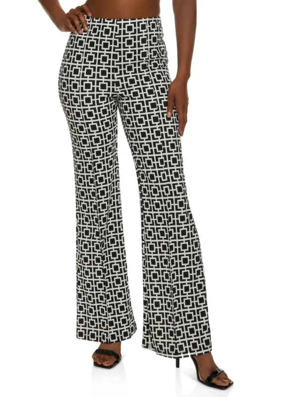 Geometric Print High Waist Flare Pants sold by Rainbow