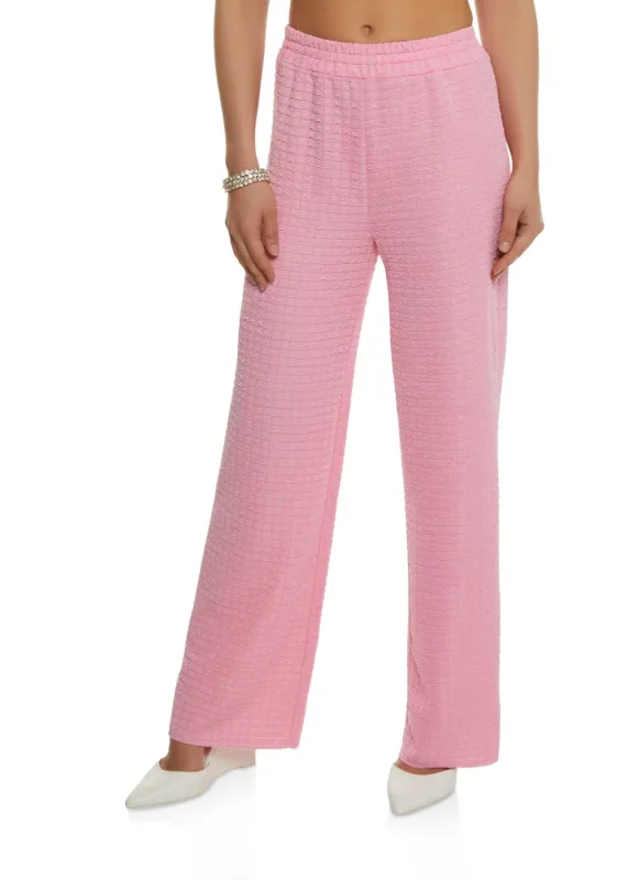Textured Knit High Waist Wide Leg Pants sold by Rainbow