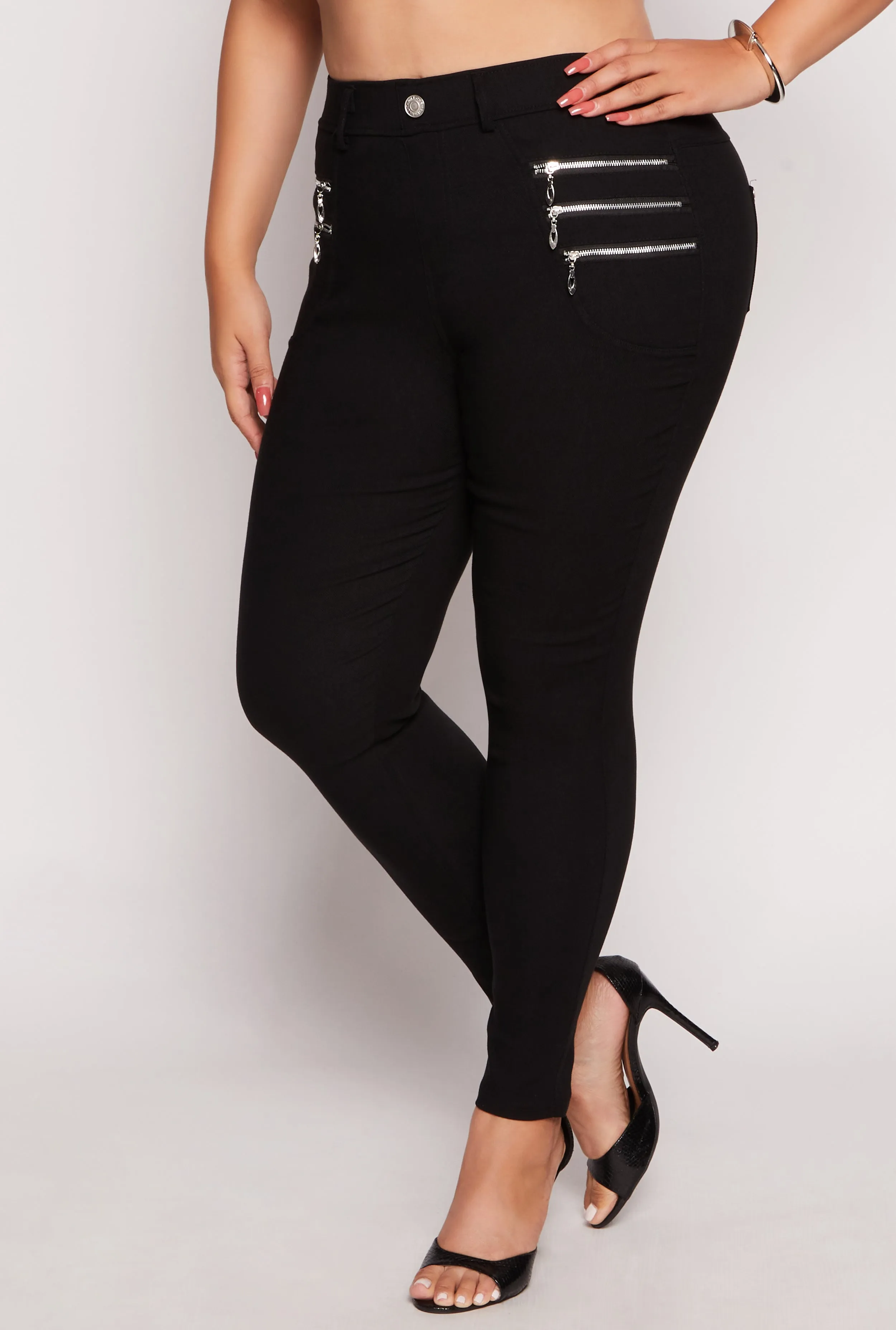 Plus Size Stretch Zipper Detail High Waist Pants sold by Rainbow product image thumbnail 2