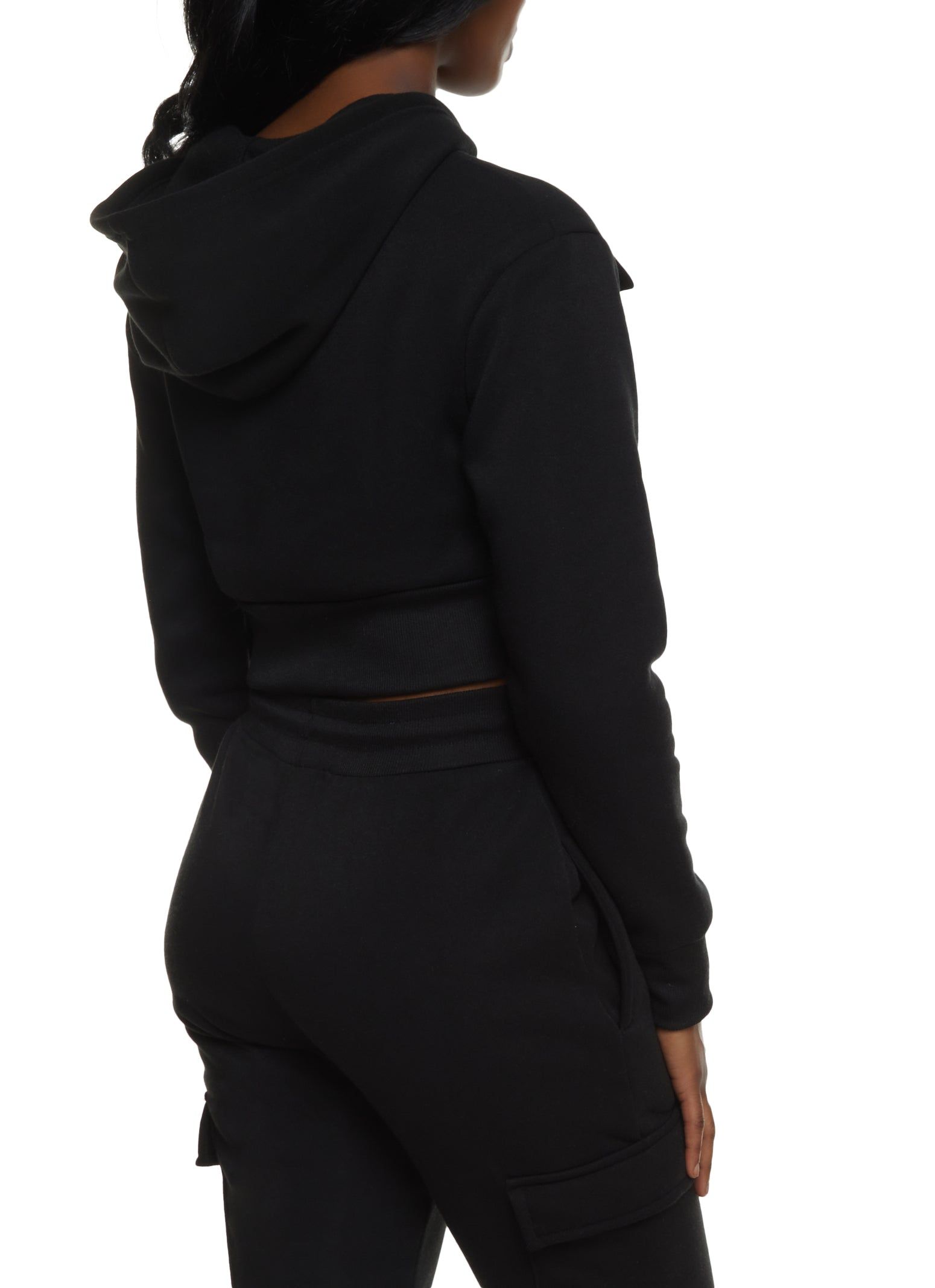 Cargo Pocket Zip Front Cropped Hoodie sold by Rainbow product image thumbnail 3