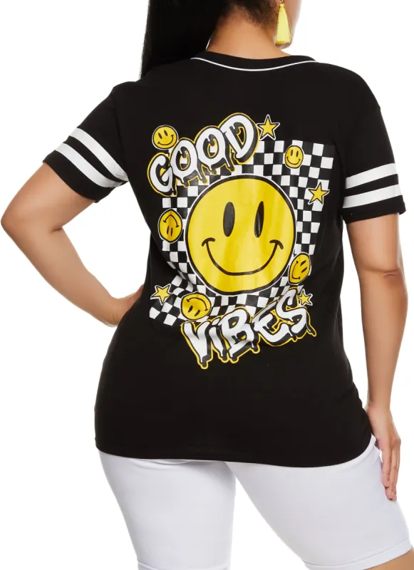 Plus Size Good Vibes Baseball Shirt sold by Rainbow
