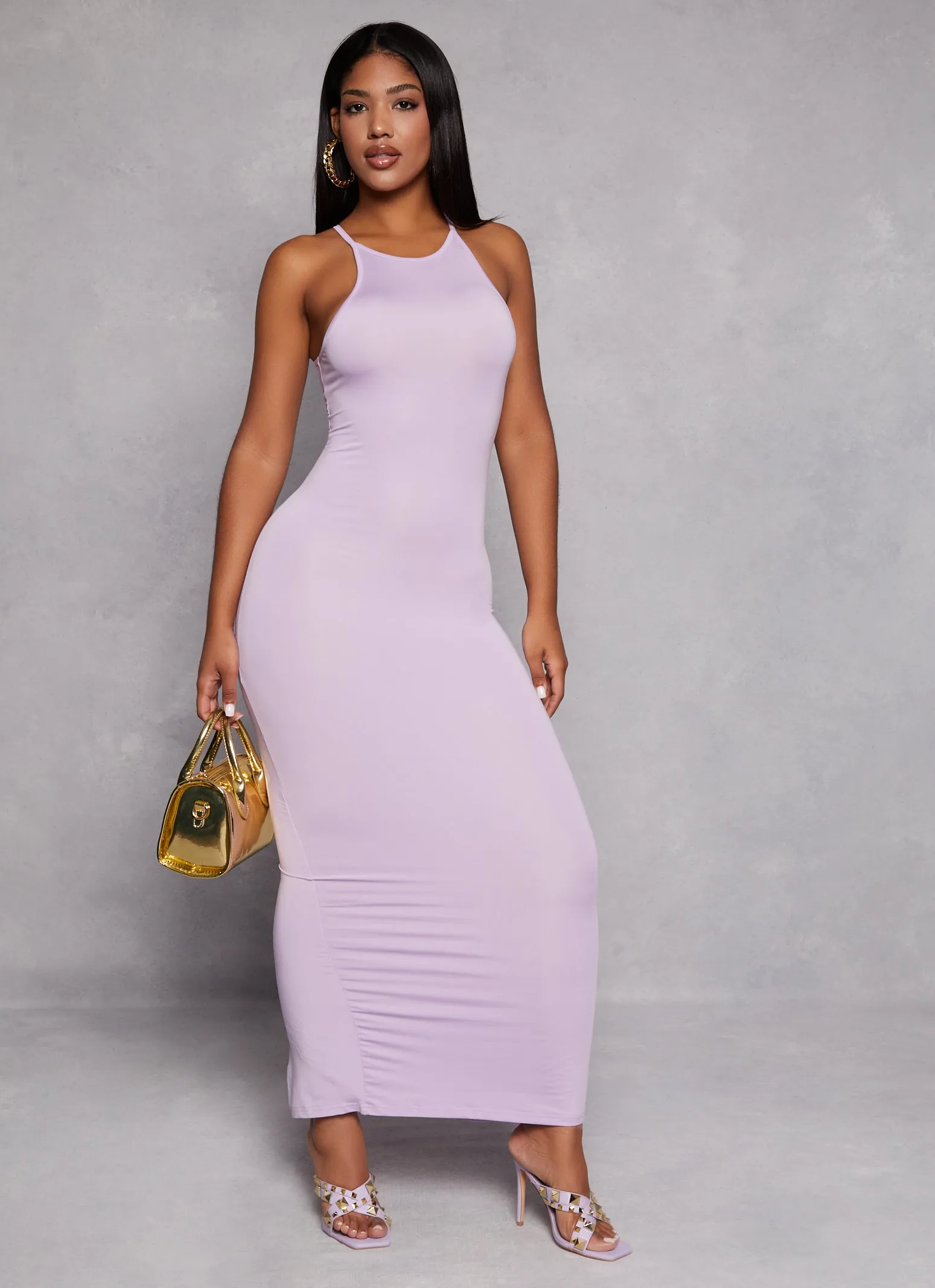 Daisy High Neck Slit Back Maxi Dress sold by Rainbow product image thumbnail 2