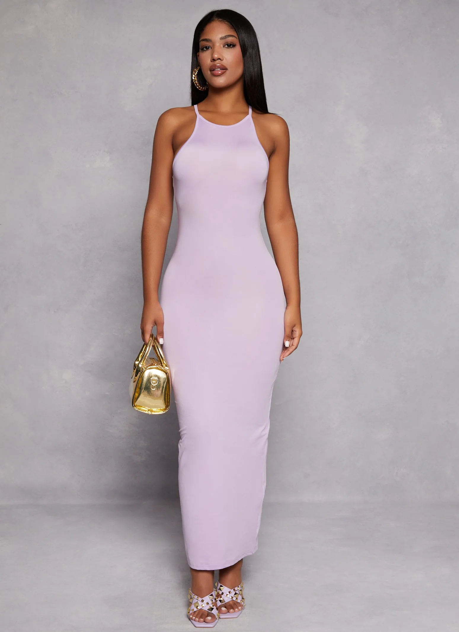 Daisy High Neck Slit Back Maxi Dress sold by Rainbow