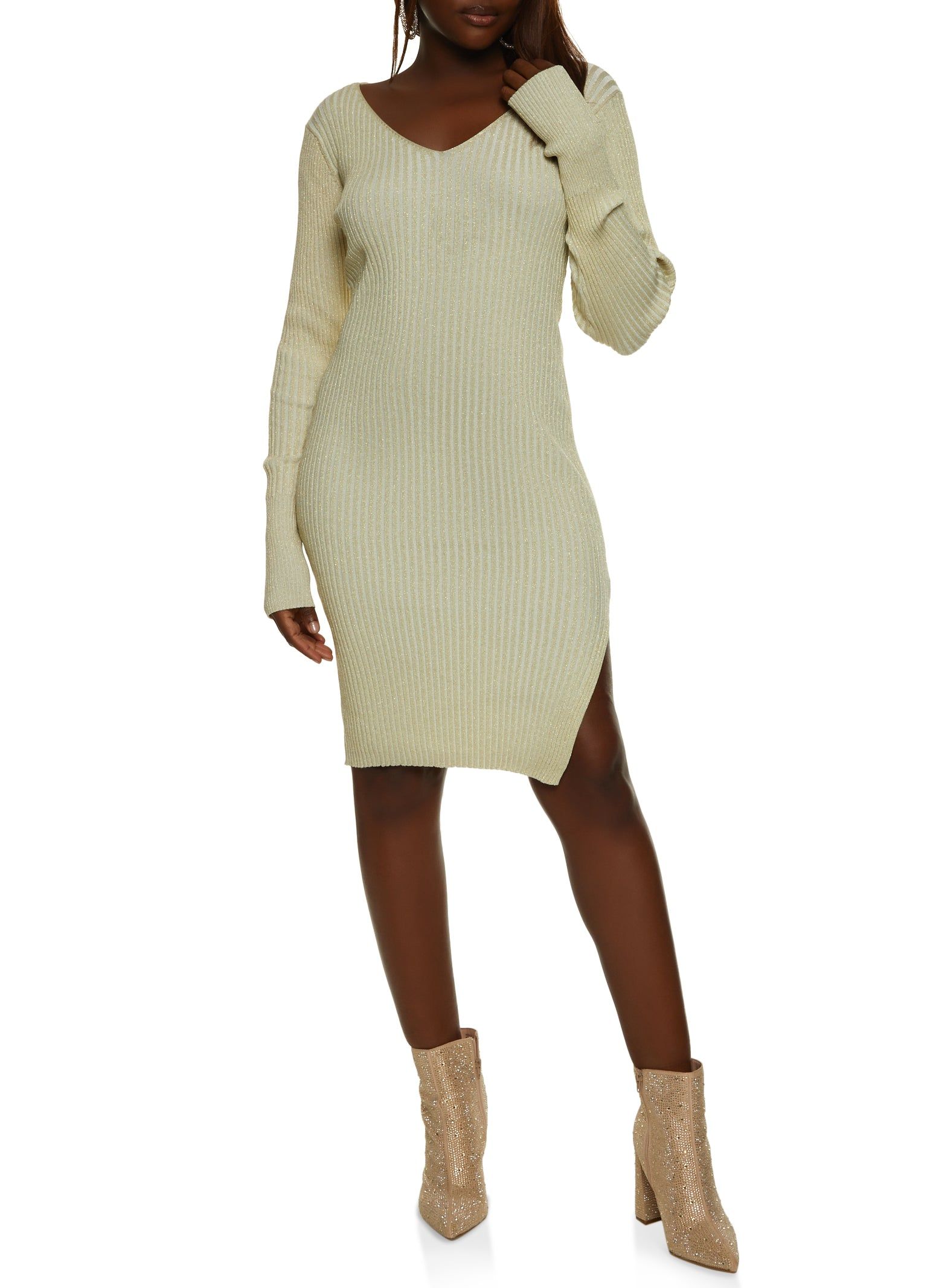 Lurex Ribbed Split Hem Sweater Dress sold by Rainbow product image thumbnail 2