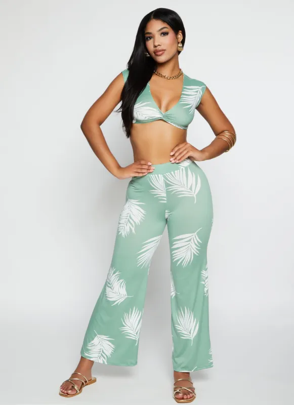 Printed High Waist Wide Leg Pants sold by Rainbow