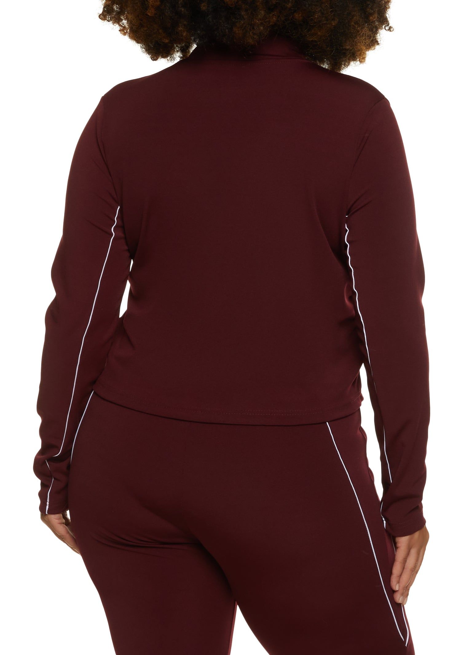 Plus Size Solid Ruched Zip Front Track Jacket sold by Rainbow product image thumbnail 3