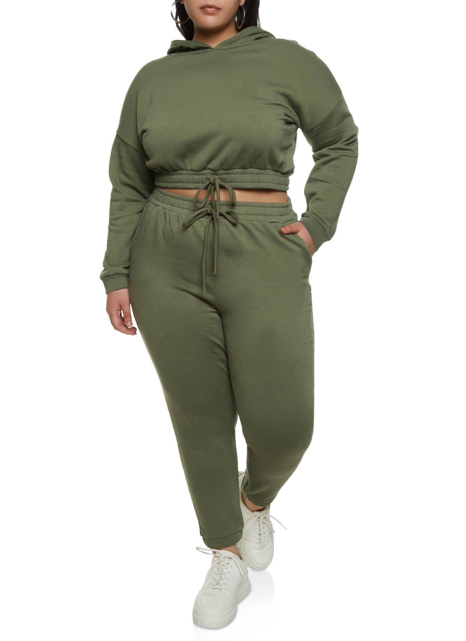 Plus Size Drawstring Hem Fleece Pullover Hoodie sold by Rainbow product image thumbnail 2
