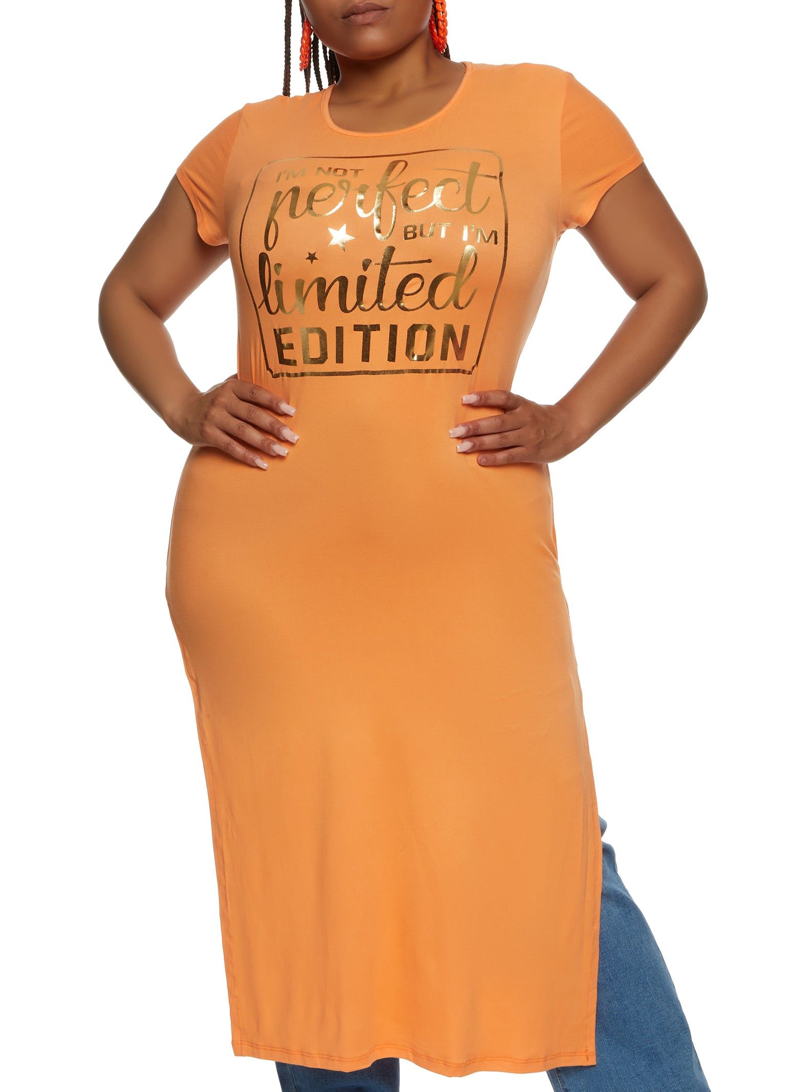 Plus Size Limited Edition Foil Screen Maxi Tee sold by Rainbow