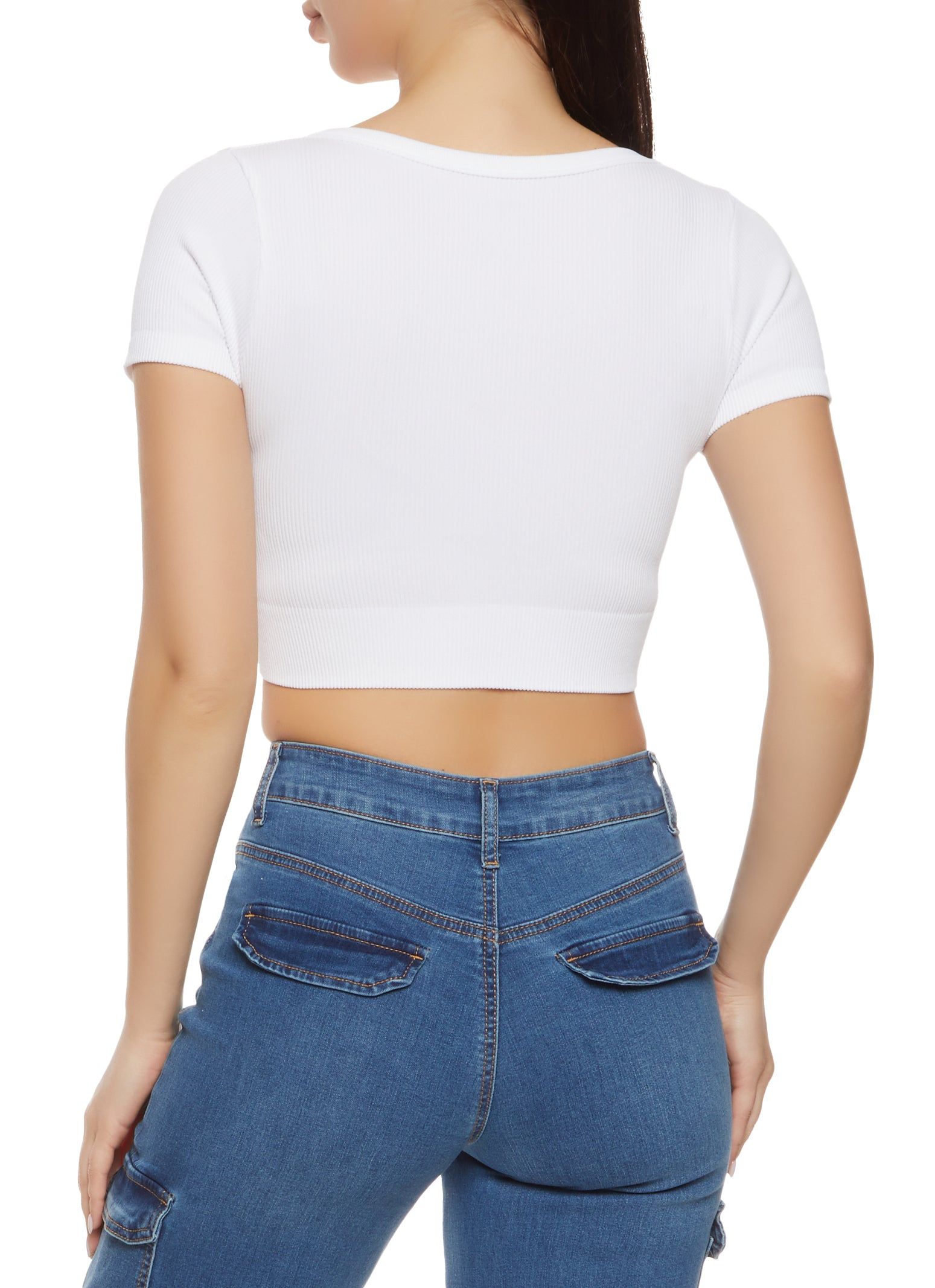 Seamless Ribbed V Neck Crop Top sold by Rainbow product image thumbnail 2