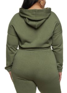 Plus Size Drawstring Hem Fleece Pullover Hoodie sold by Rainbow